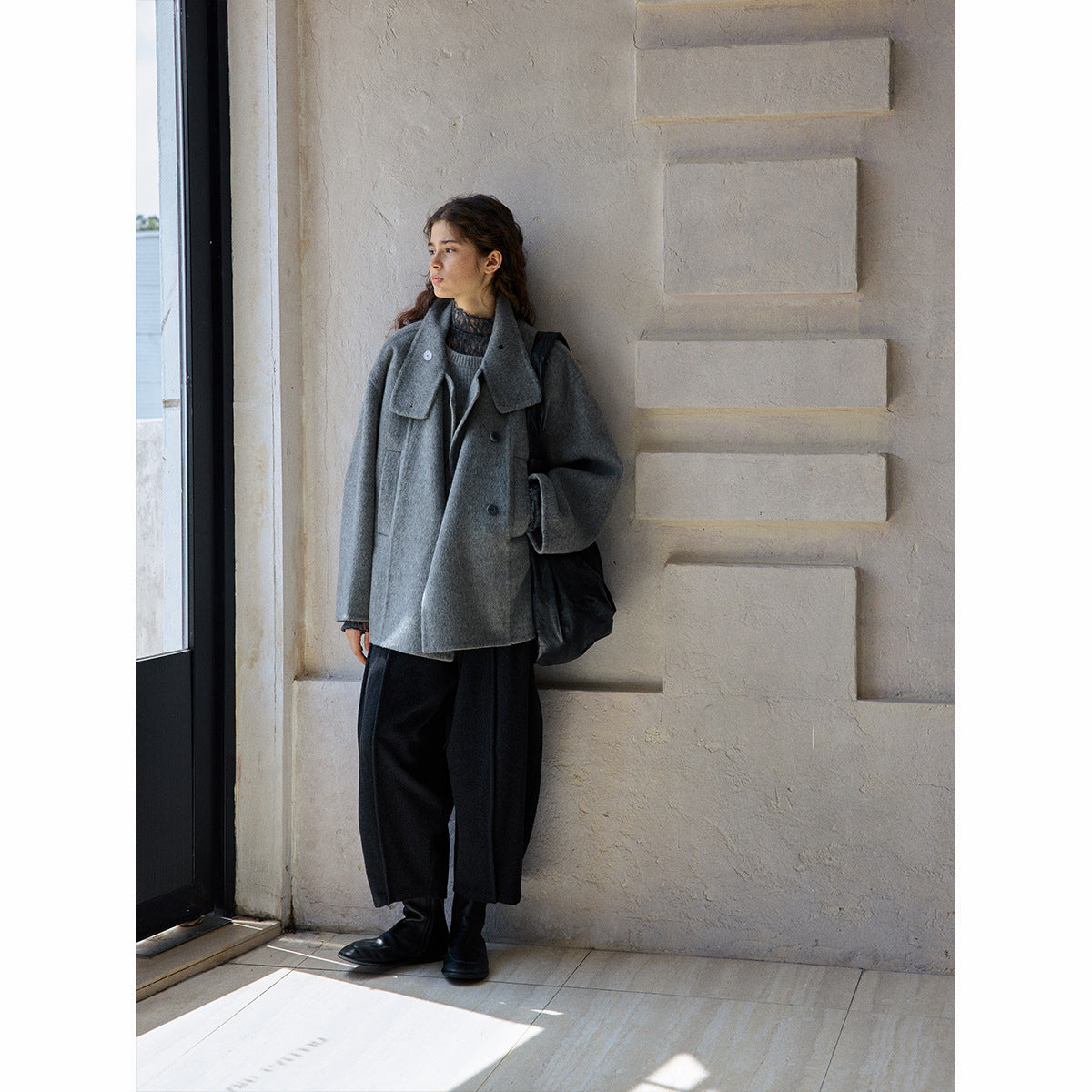High-quality hand-stitched Suli alpaca stand-up collar classic real wear short reversible ni jacket