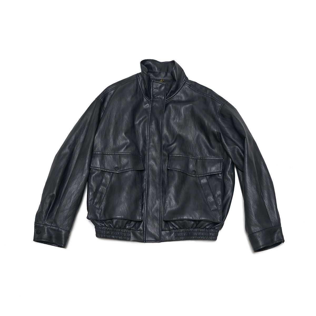 Autumn casual stand-up collar classic retro super soft big pocket versatile leather jacket