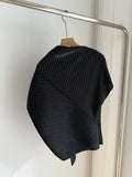 Miyake Pleated Two-Piece Set Women Minimalist Irregular Top and Skirt