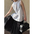 French niche design fungus edge sleeveless shirt women's new petal collar sleeveless two-piece shirt