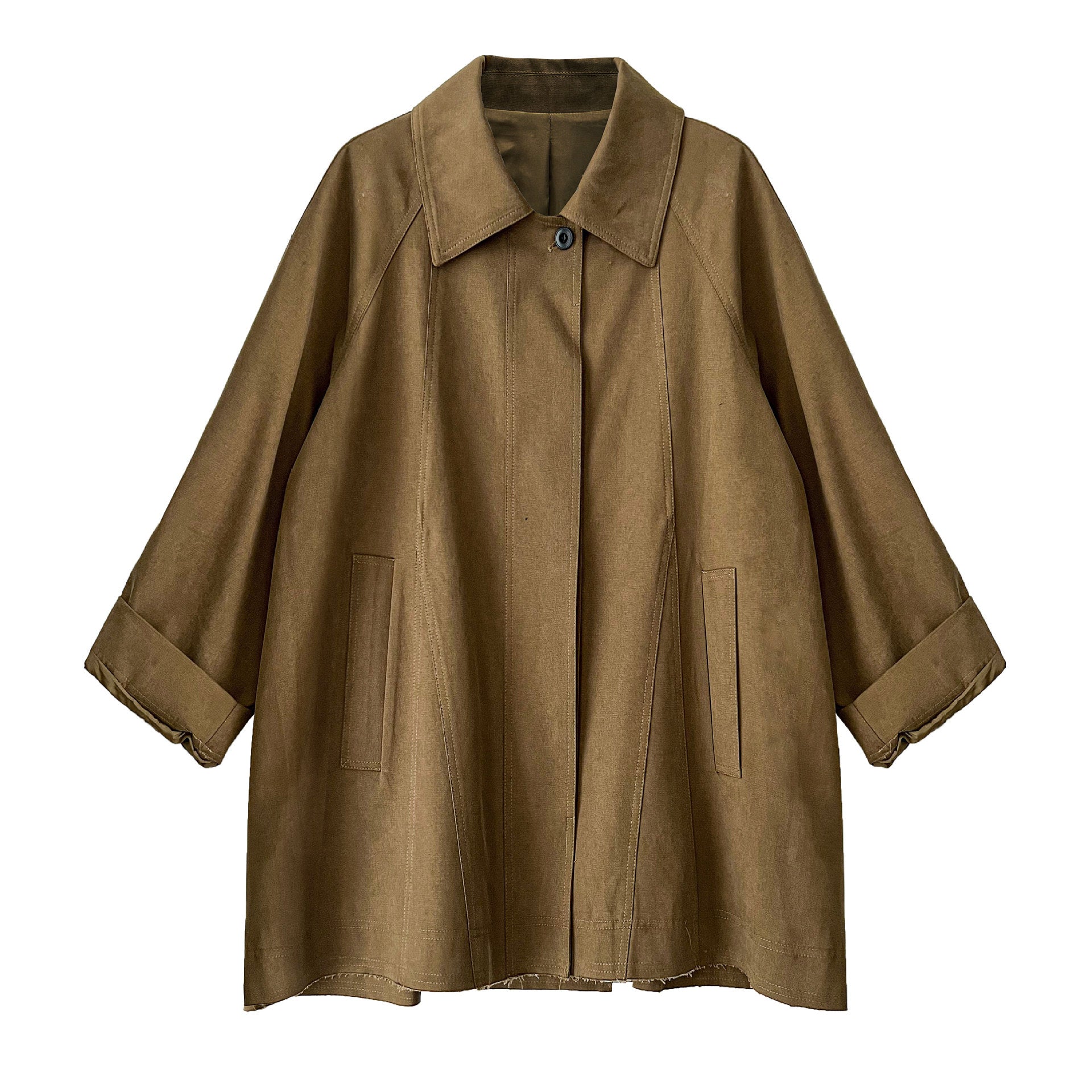 Slack retro casual double-layer placket jacket women's autumn new loose small trench coat