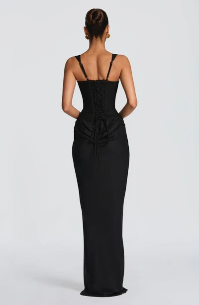 Sexy pleated suspender hip dress waist fishbone hottie dress