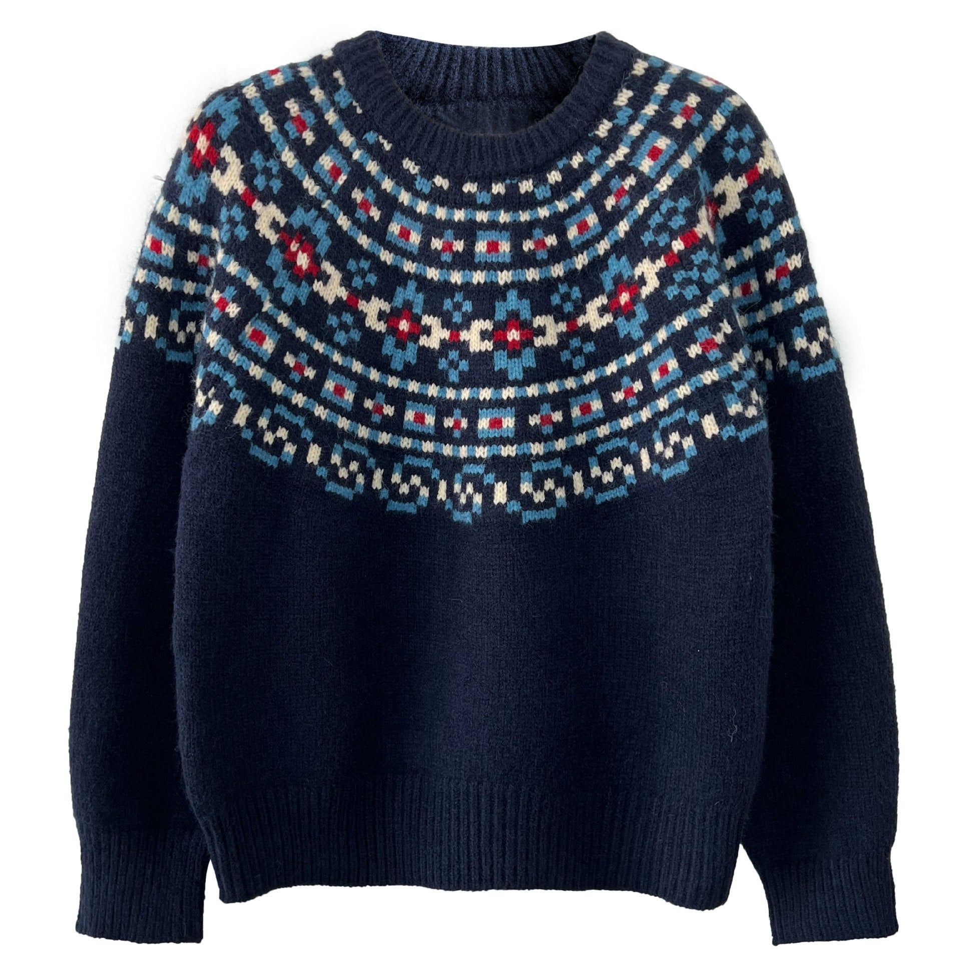 Vintage Fair Island Jacquard Sweater Women's Autumn and Winter New Lazy Christmas Loose Knitted Sweater Top