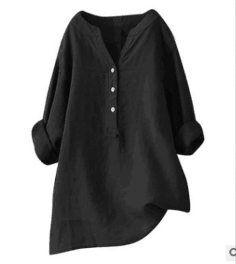 Loose Casual Women's Stand-Up Collar Top Women's Shirt Crew Neck