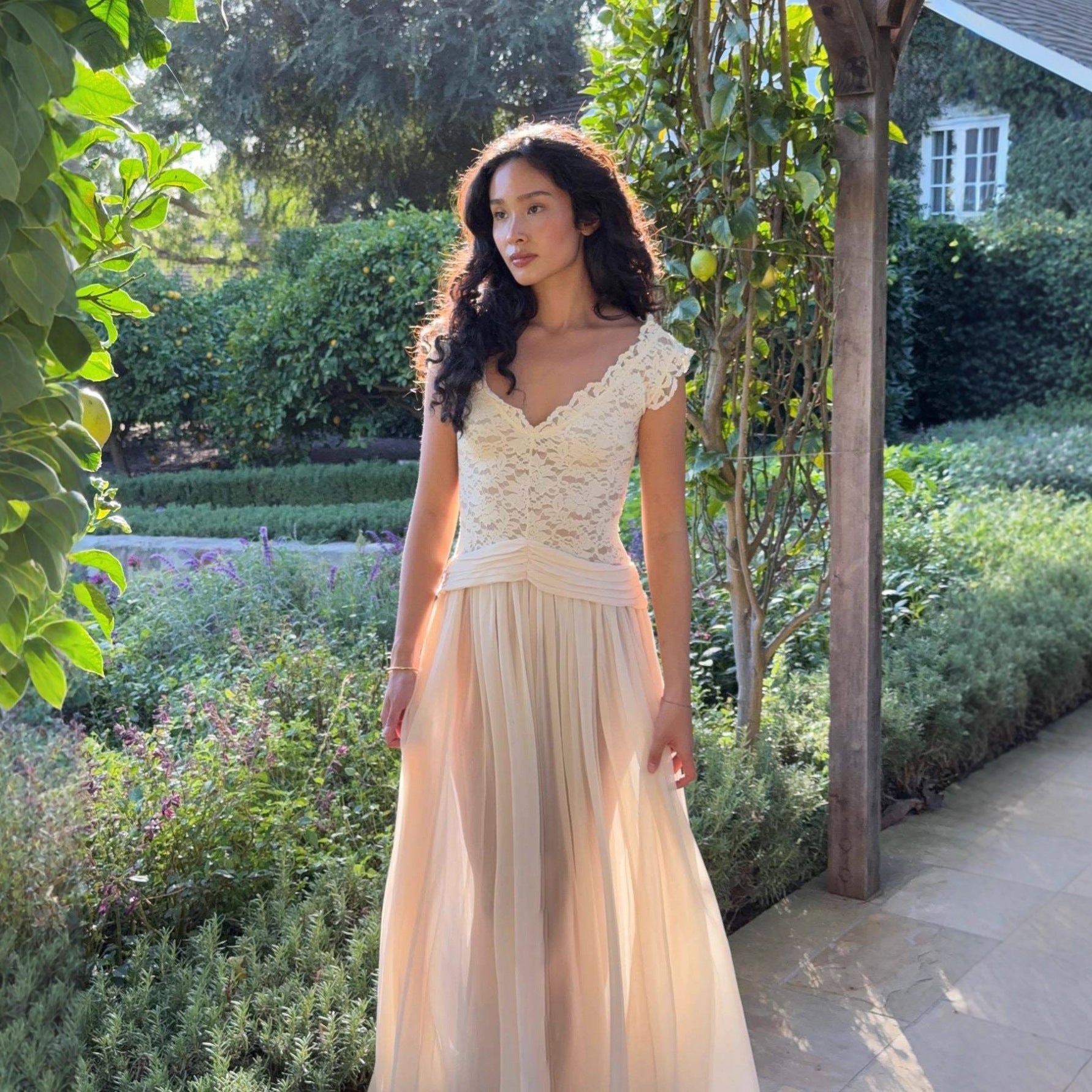 Lace Chiffon Maxi Dress