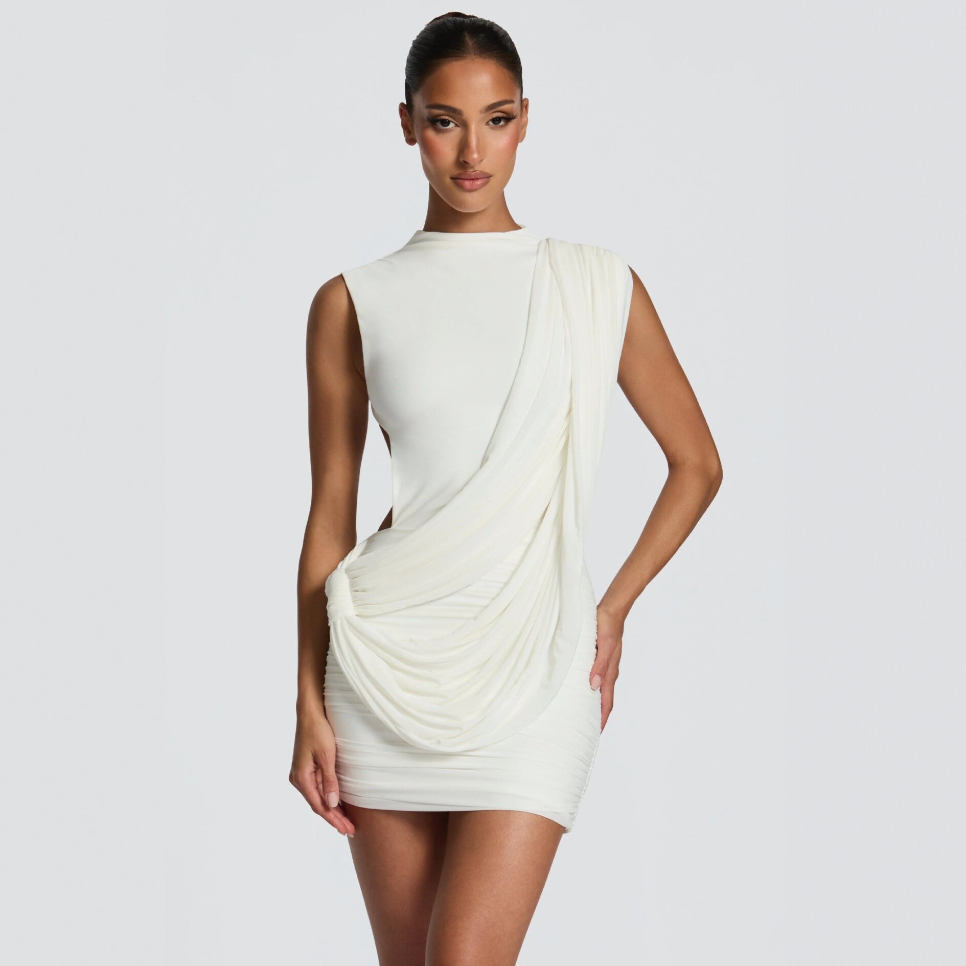 Fashion Pleated Slim Hip Wrap Skirt Halter Sexy Spice Girl Holiday Dress
