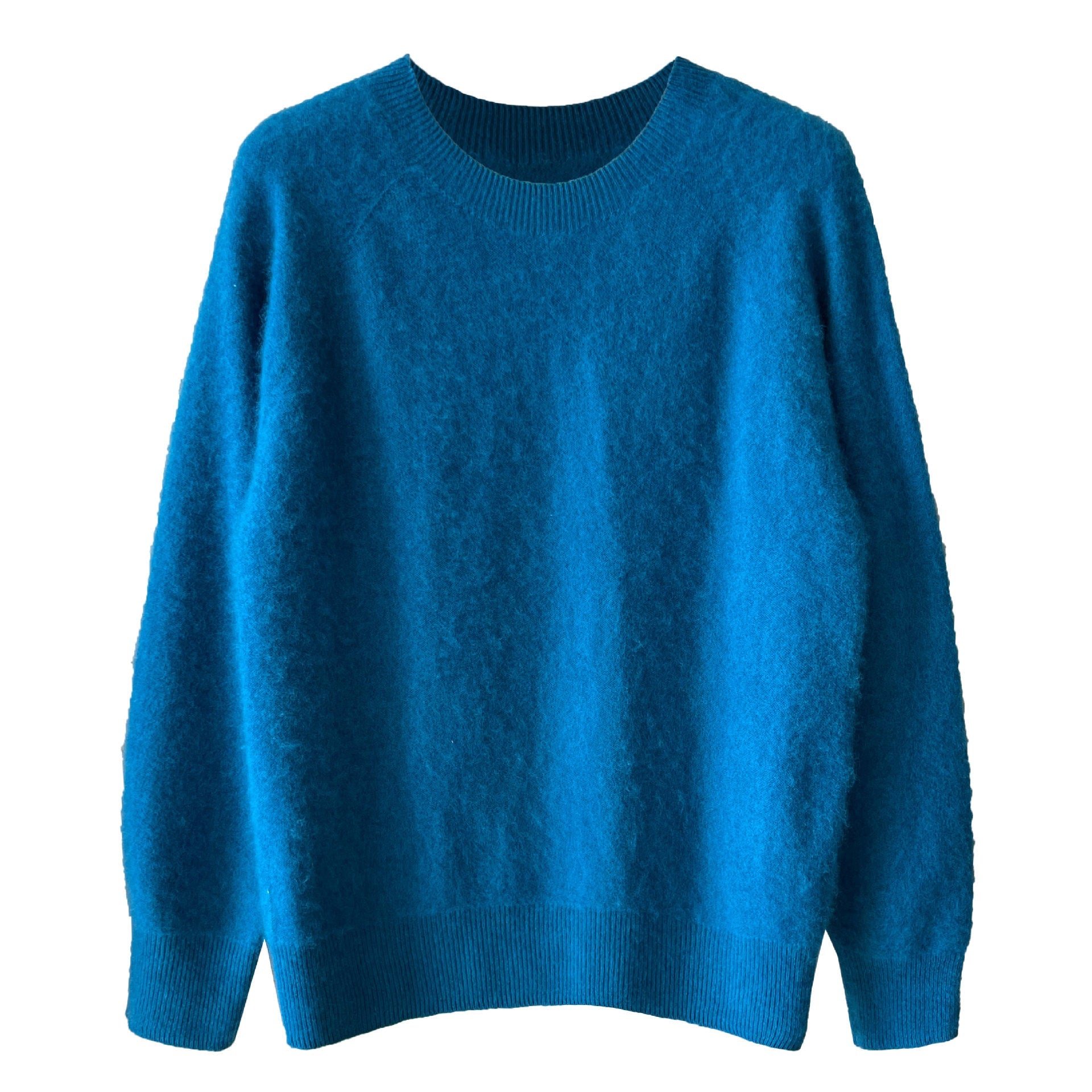 Soft and waxy fluffy crew neck solid color wool sweater women's winter new style with casual lazy top