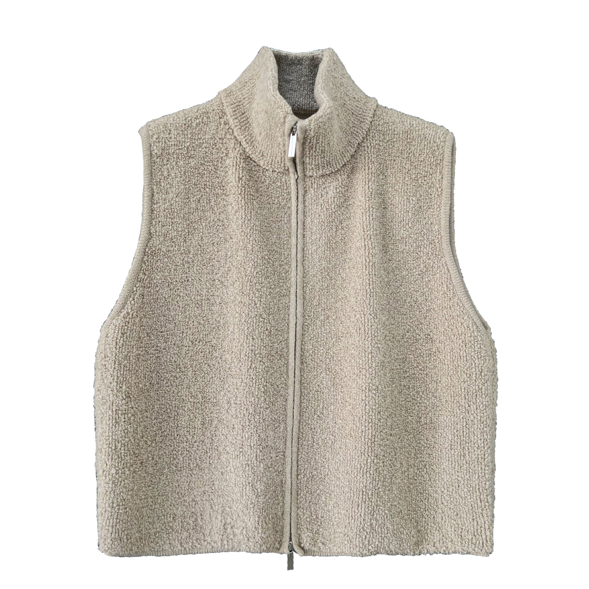 Korean wool stand-up collar stacked with loop wool vest jacket women's winter warm knitted sweater ss943