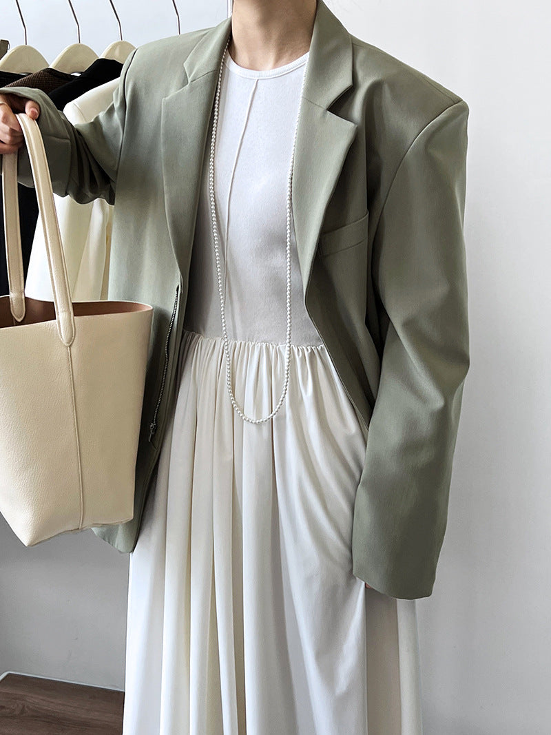 TR drape fabric high-end temperament blazer women's fashionable design casual shoulder padded top