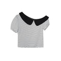 Striped Off-Shoulder Diagonal Neck Tee