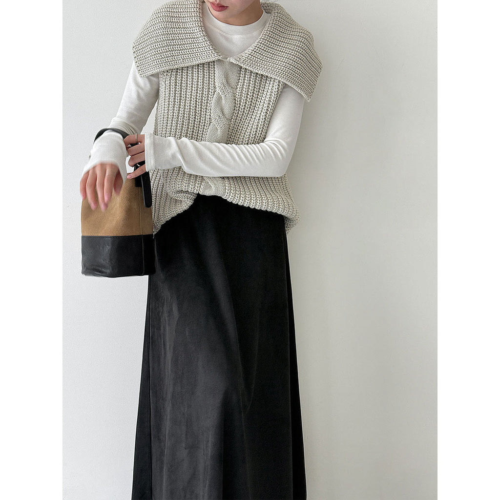Vintage velvet high-waisted midi skirt - new autumn collection, premium quality, versatile a-line design