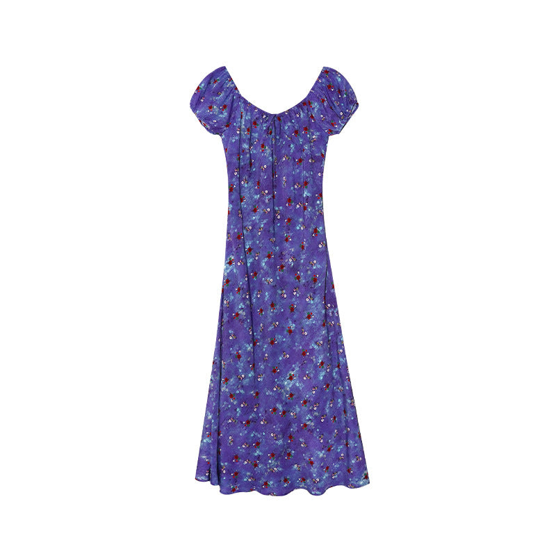 Retro coffee break beautiful slim temperament floral dress