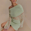 Hot girl sexy one-shoulder dress