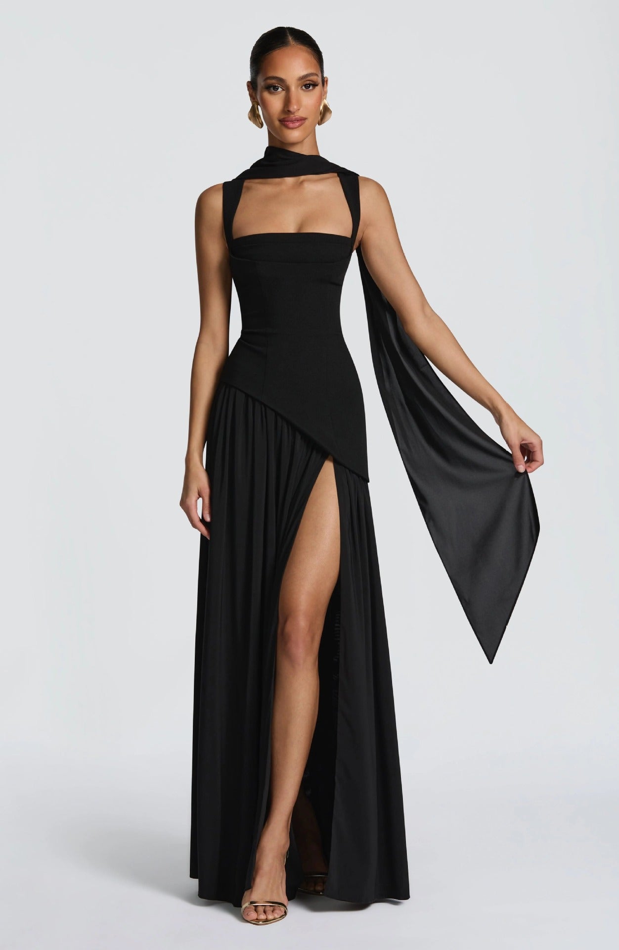 Stylish sexy suspender skirt slim strap split skirt backless streamer dress
