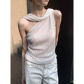 One-Shoulder Sleeveless Top Women Slim Fit Irregular Hem Vest