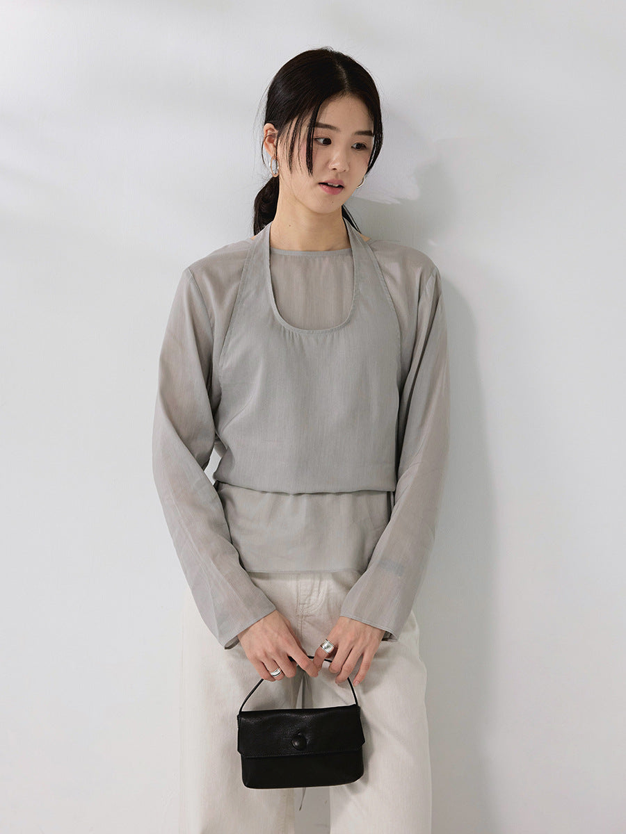 Two-piece set neck vest top stacked T-shirt summer suit