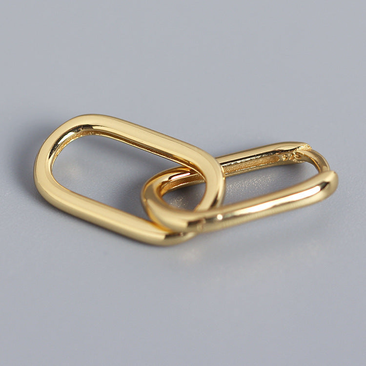 Oval Earrings Simple Metal Style Removable Earrings