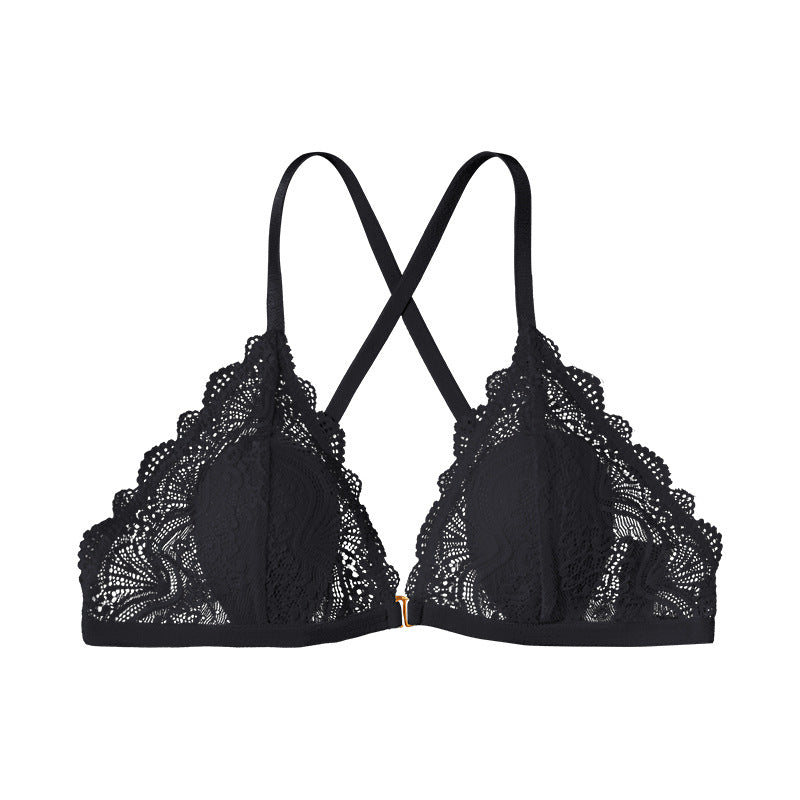 Sexy lace underwear front button French bra beautiful back breathable thin lace women's underwear