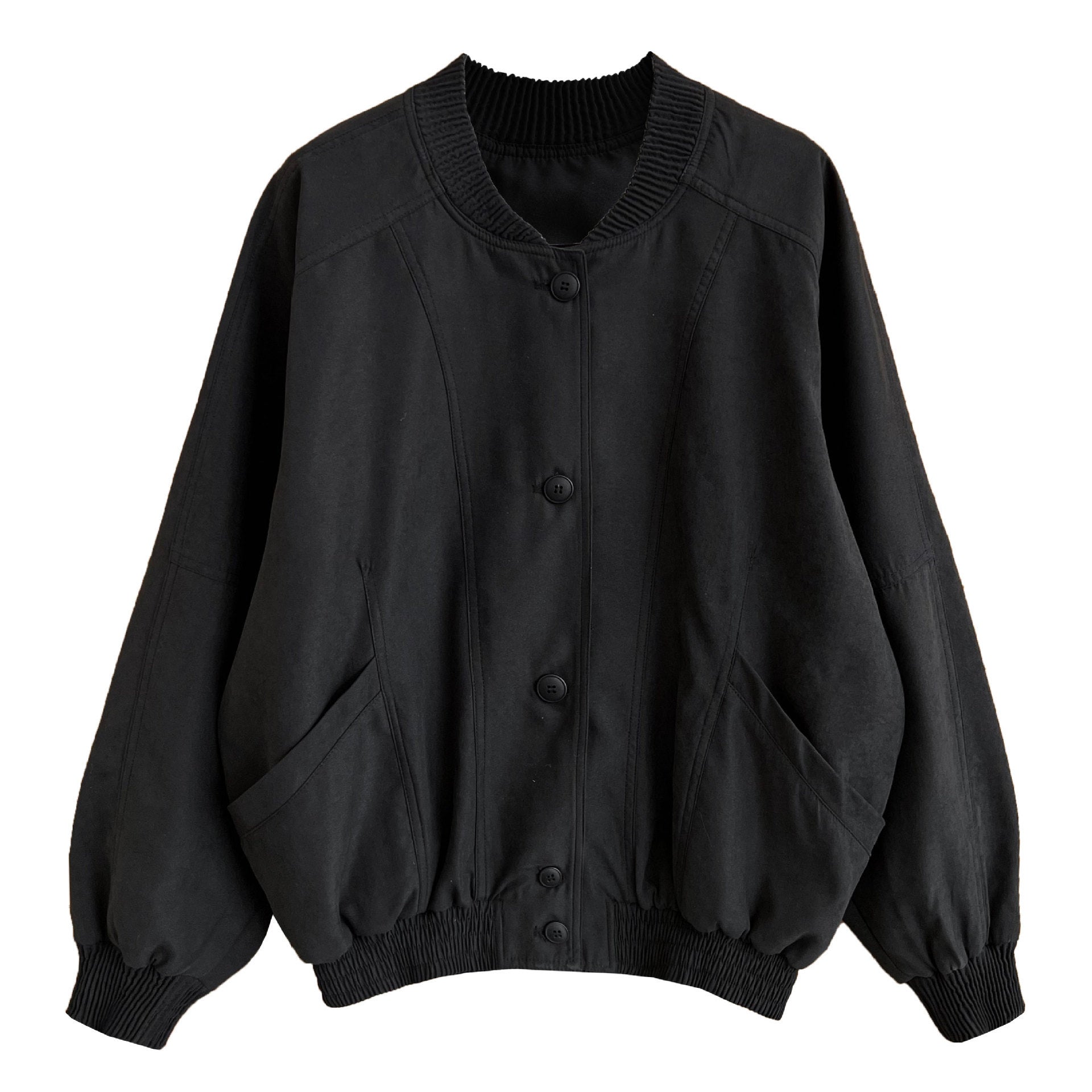 Korean retro stand-up collar jacket women's early spring new silhouette loose baseball jacket top