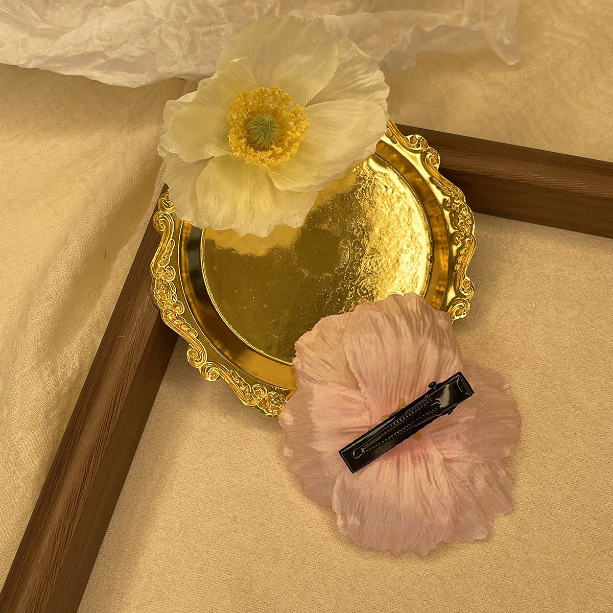 Spring and summer new simulated poppy flower hairpin pure desire atmosphere side clip photo hair accessories super fairy head flower hairpin