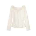 Mesh stitching slim long-sleeved bottoming shirt