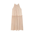 Women's Halter Neck Mesh Jacquard Sleeveless A-Line Maxi Dress