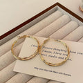 925 Silver Needle Double Layer Plain Ring Earrings Women's Premium Sense Exaggerated Large Earrings Ear Buckles Geometric Circle Earrings