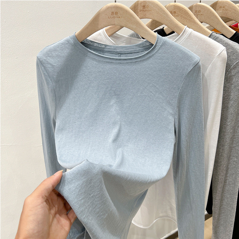 Round Neck Short Sleeve T-Shirt Women Loose Fit Solid Color Top