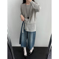 Lazy design texture with fart curtain knitted set 26 spring high-end top