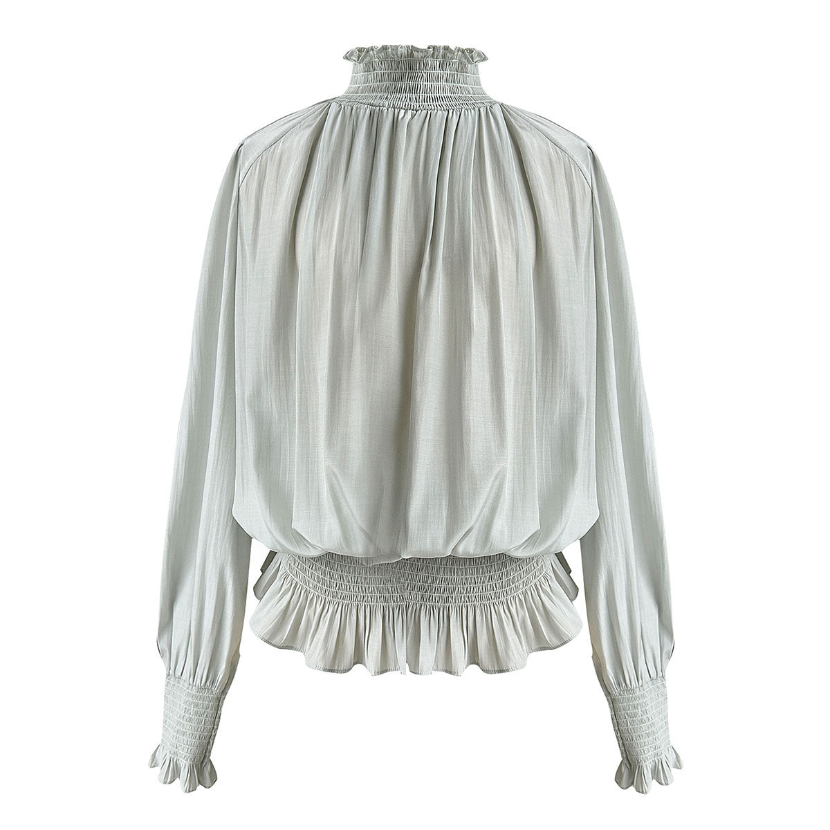 French pleated shirt spring court style petal sleeve bubble sleeve gentle shirt top