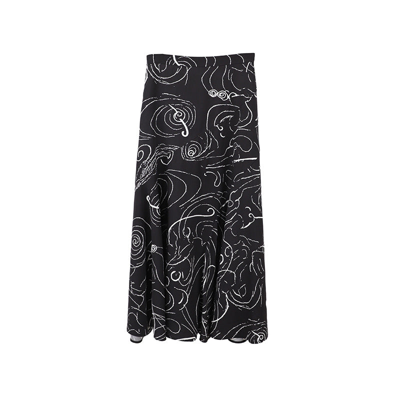 Tencel linen spiral line A skirt