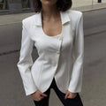 Commuter long-sleeved top lapel waist slim-fitting elegant small blazer