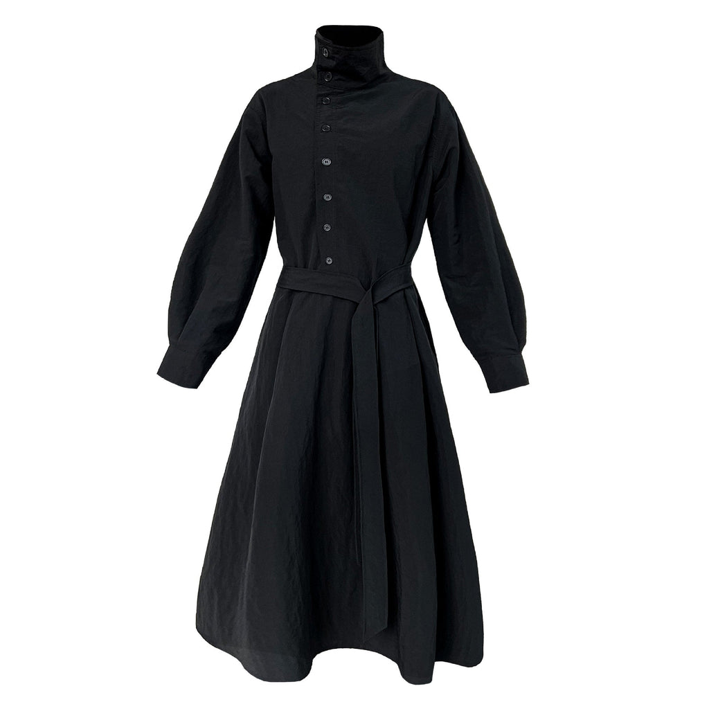Sense of design structure windbreaker asymmetrical turn-up collar design can be used to tighten the waist dress female autumn new arrival