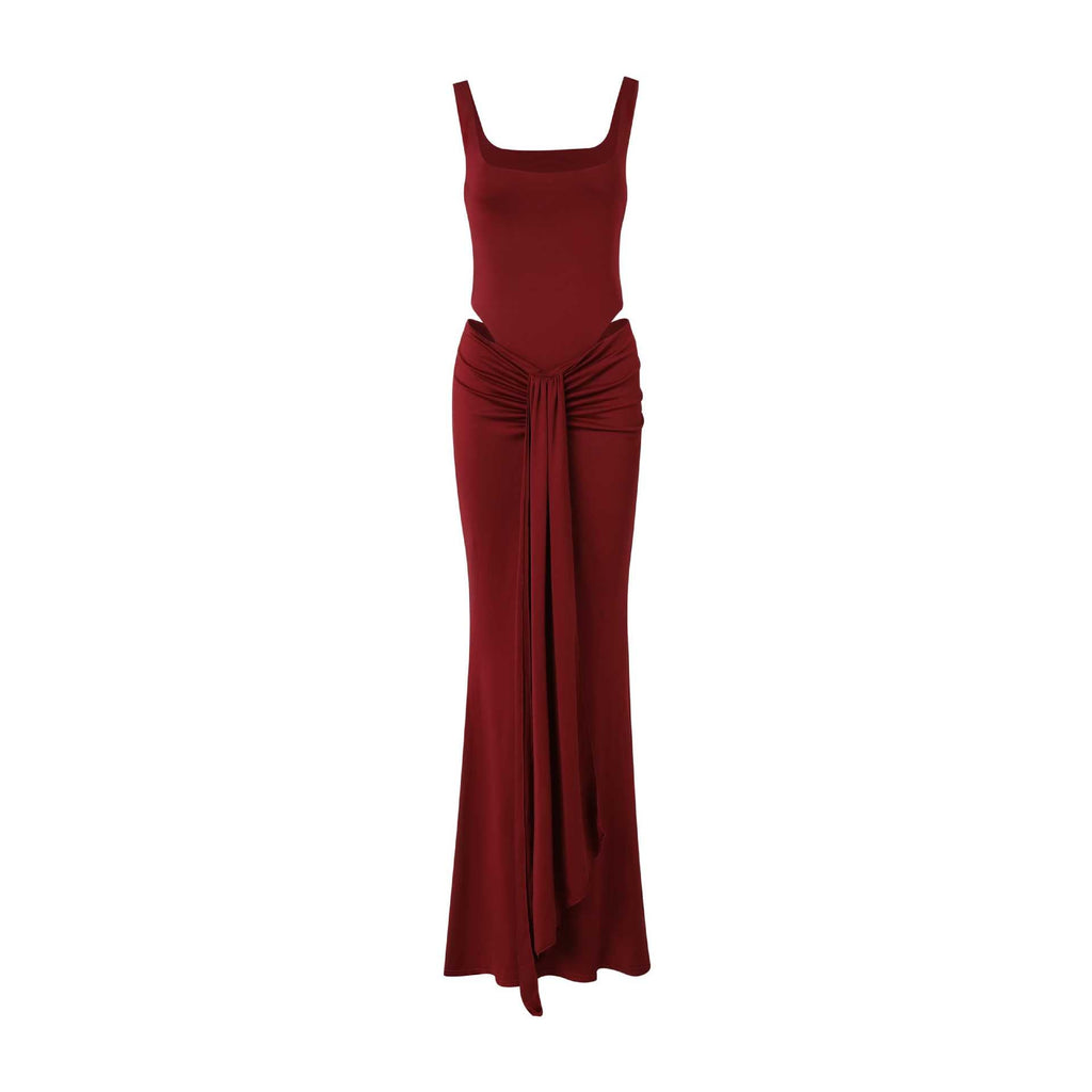 Fashion Hollow Ribbon Pleated Spice Girl onesie skirt two-piece set