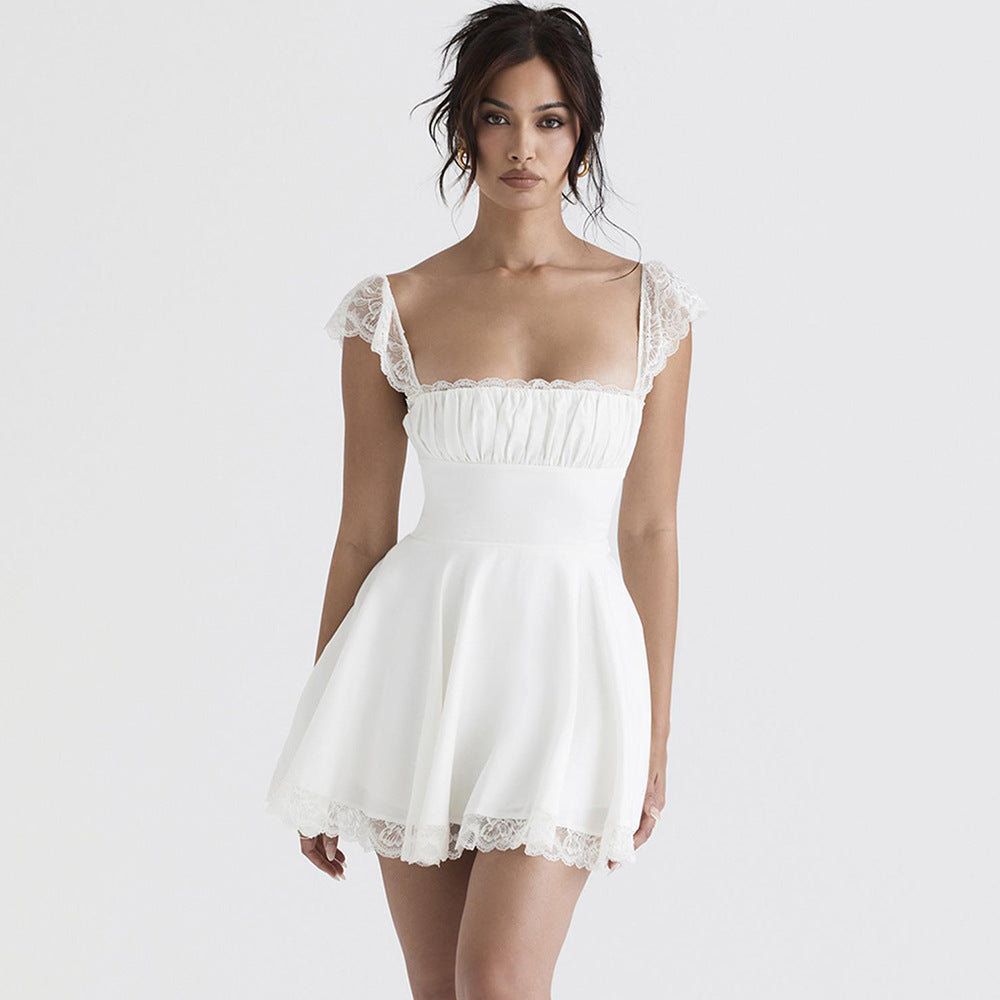 Lace Square Neck Cami Mini Dress