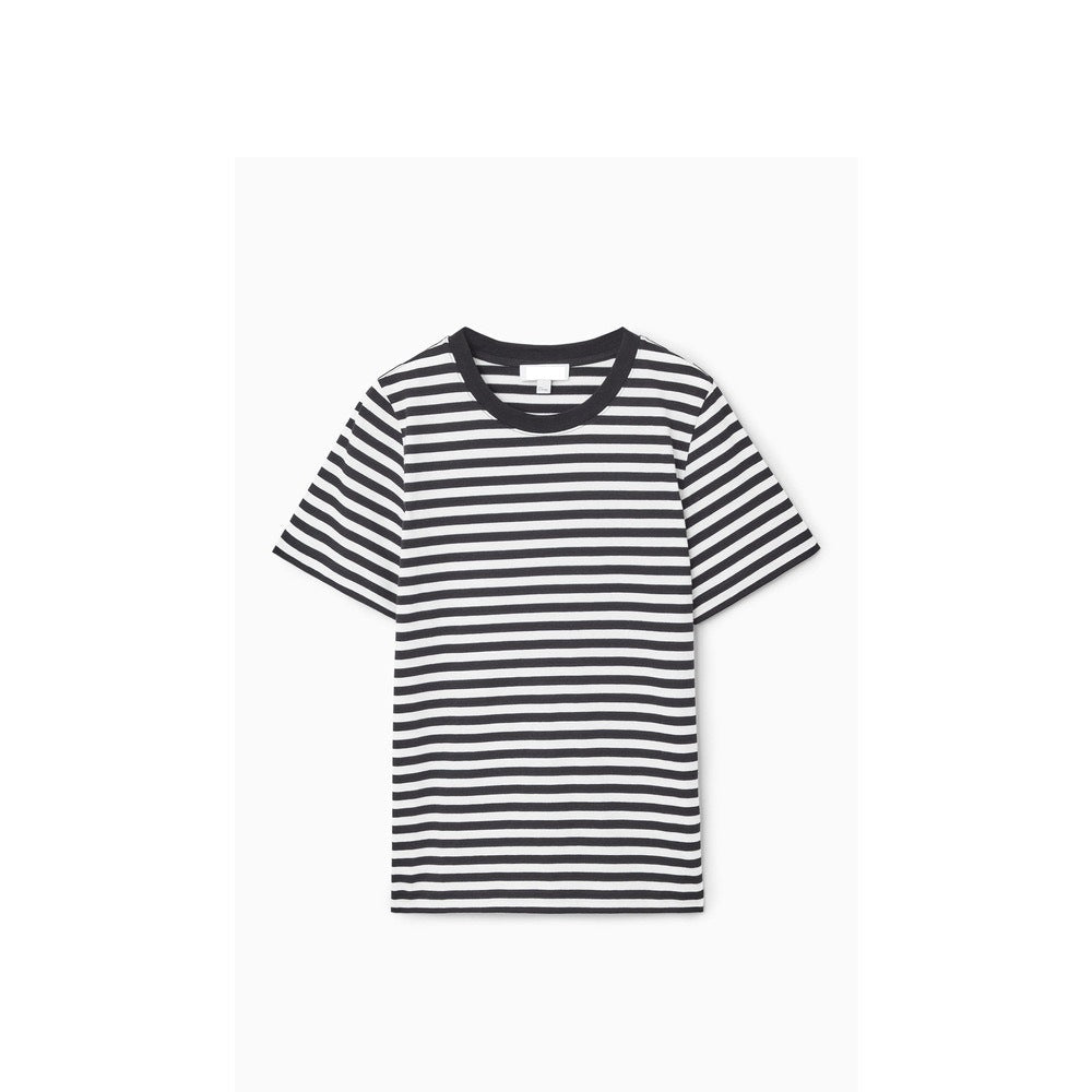 Striped Black and White Crew Neck Short Sleeve T-Shirt