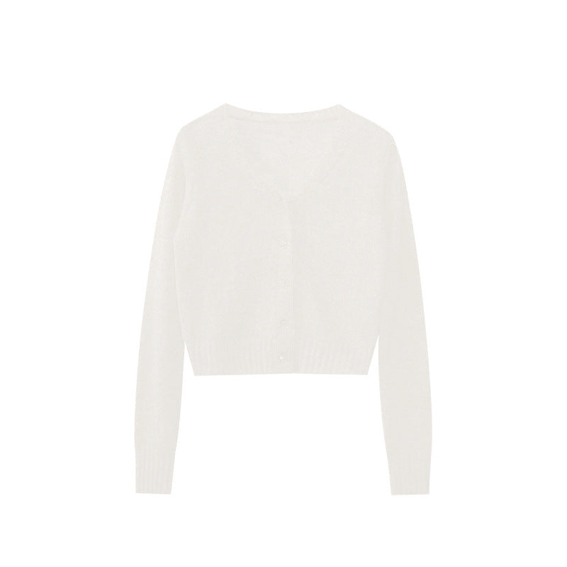Casual Versatile V-Neck Sweater Women's Knitted Cardigan