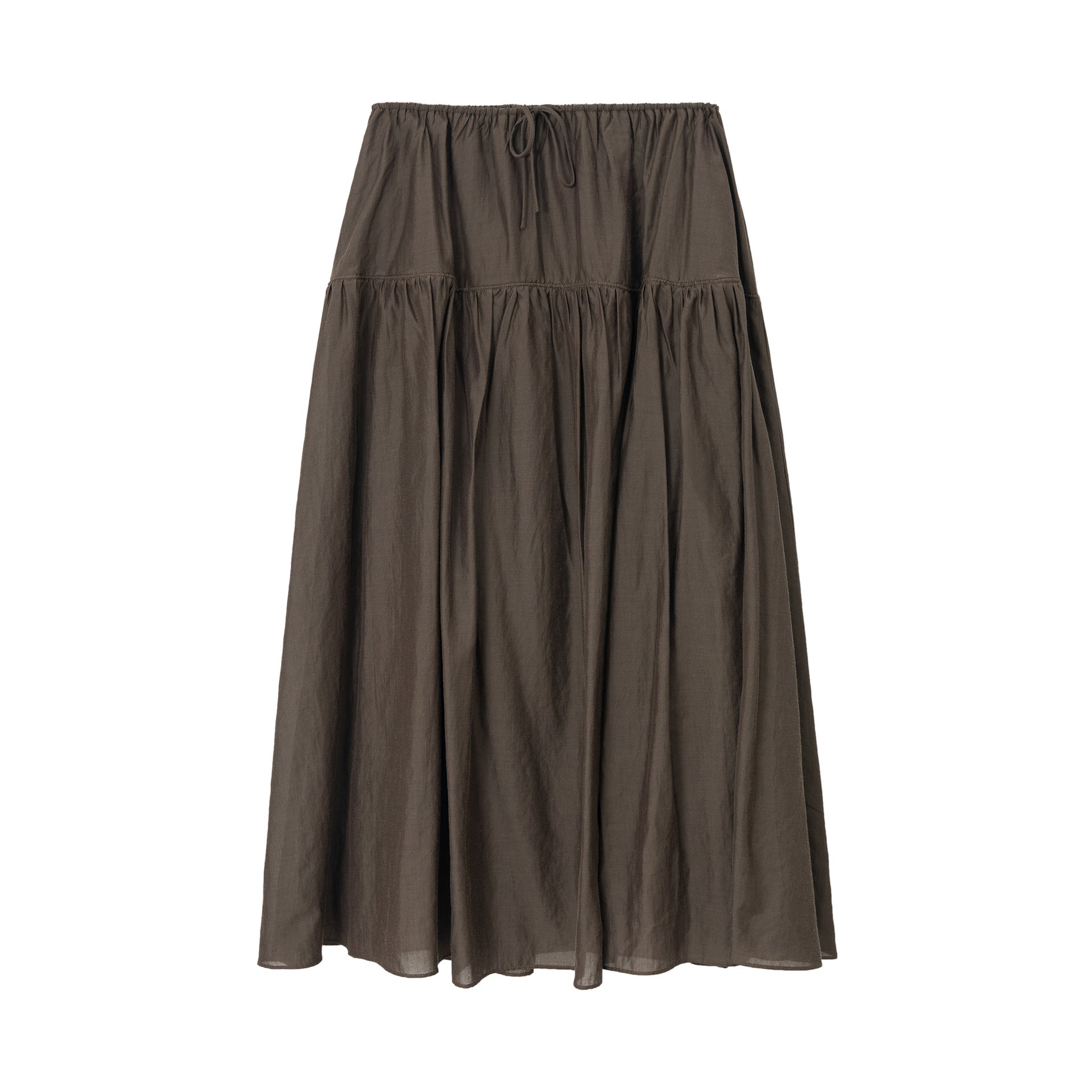 Summer new tencel cotton shrink pleated light skin-friendly large silhouette A-shaped umbrella skirt