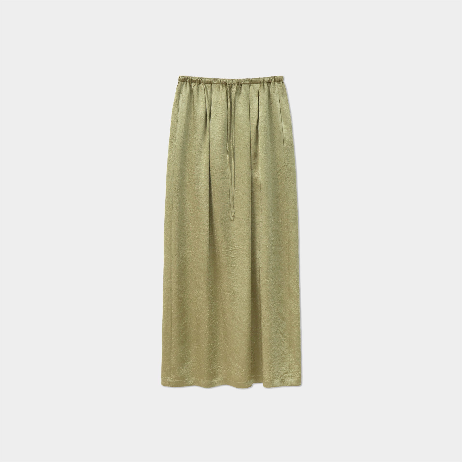 Cool Slightly Wrinkled Satin Flower Grab Slack Striped Crew Neck Sleeveless Top & Elastic High Waist Skirt Set