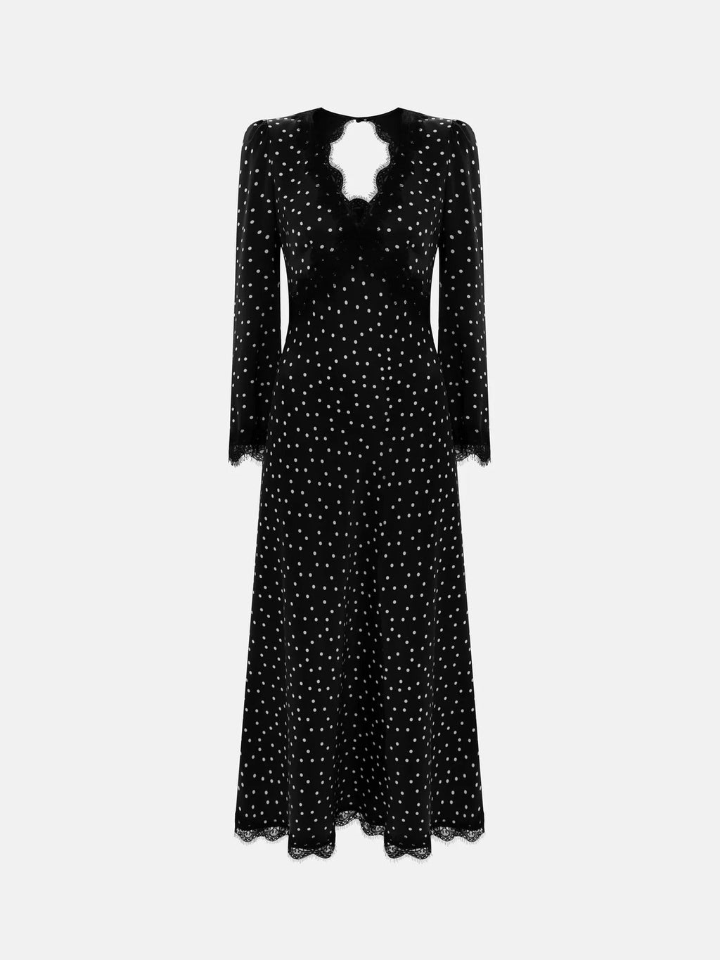 Spring Lace Polka Dot Print Dress Halter Sexy Spice Girl Long Sleeve Dress