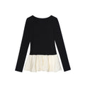 Sweet age-reducing bud hem long-sleeved crew neck bottoming shirt