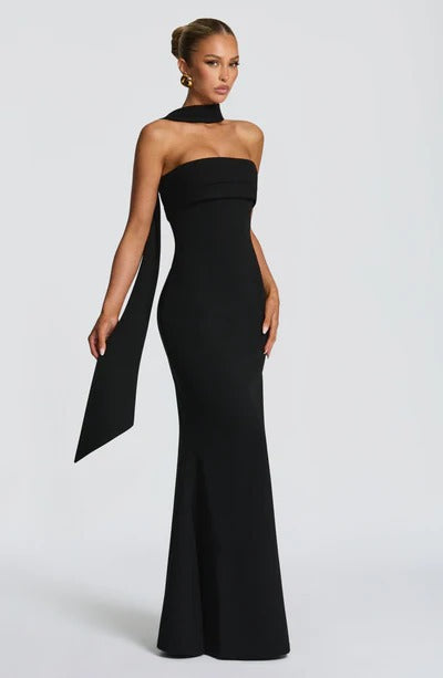 Slim-fit celebrity streamer halter hip skirt