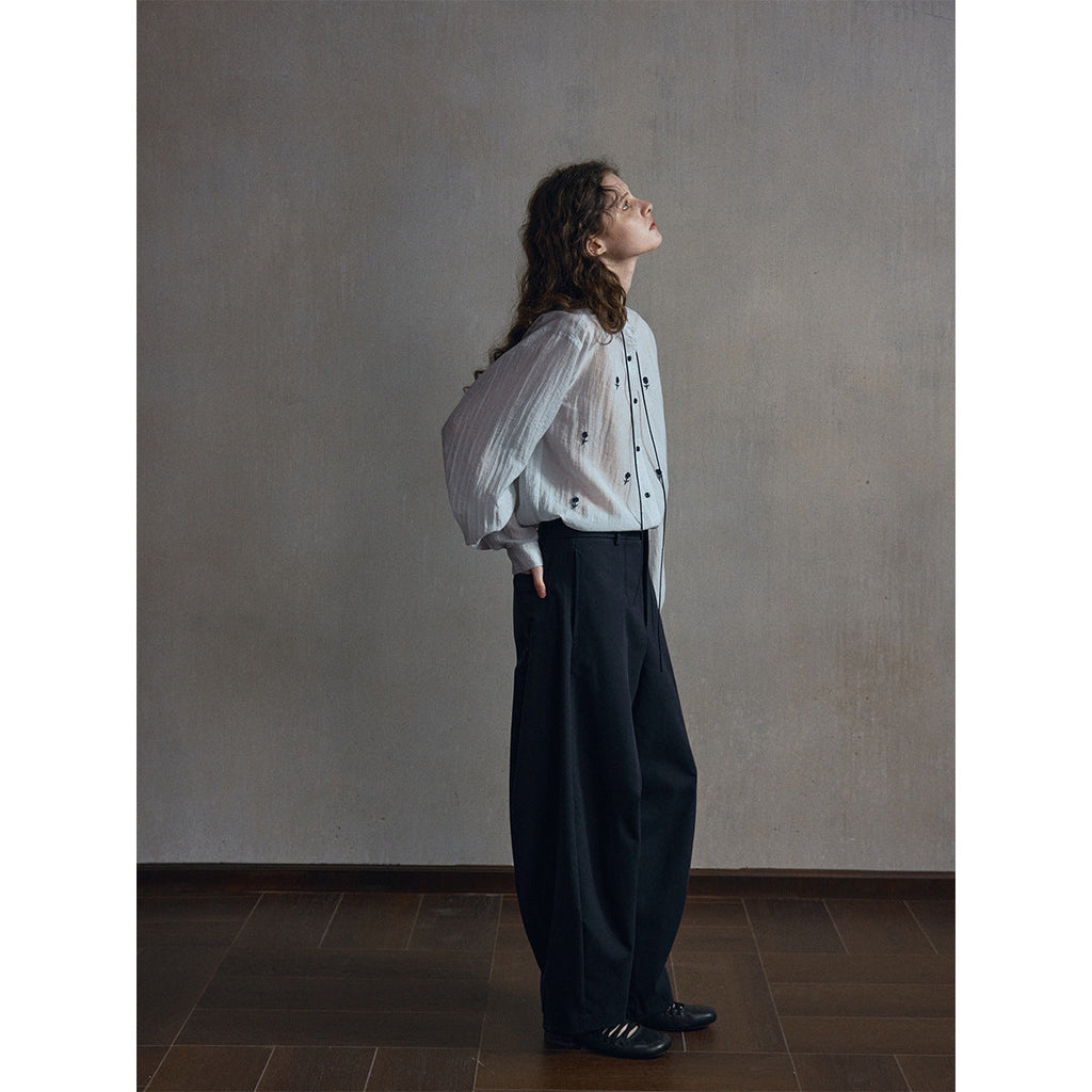 Curved three-dimensional cutting scimitar pants women's commuter pendant anti-wrinkle and thin wide-leg casual pants