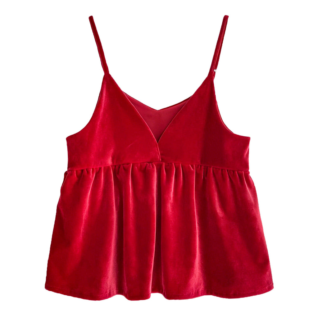 Korean temperament stacked high-end velvet sling vest spring v-neck meat-covering top
