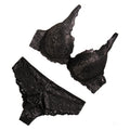 Women's Carbon Silver Bra Set Anti-sagging Gathering Steel Rim Adjustment Bra Sexy Lace Panties