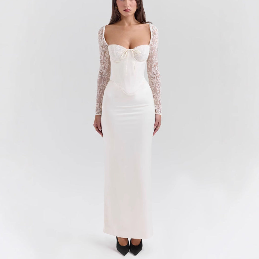 Women's clothing autumn new hip skirt fashion style sexy lace long sleeve slim temperament dress women