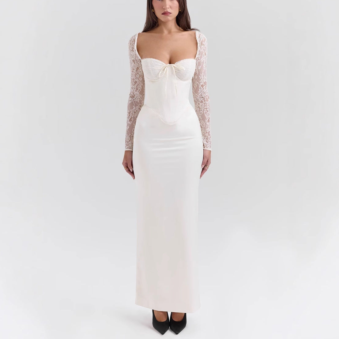 Women's clothing autumn new hip skirt fashion style sexy lace long sleeve slim temperament dress women