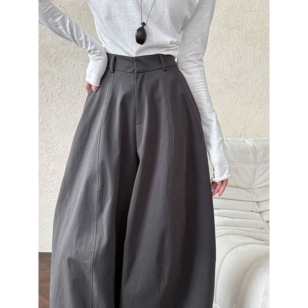 American retro three-dimensional cutting tooling wide-leg pants spring new straight pants broken-sewn sickle pants