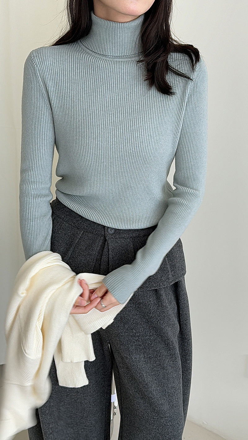 High collar silmheattech bottom shirt women's fall and winter style comfy basicseasiest for matchknittingelegant inner top