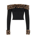 Leopard Print Off-Shoulder Top & Shorts Set
